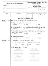 Đề kiểm tra định kỳ giữa học kỳ II môn Toán + Tiếng Việt Lớp 3 - Năm học 2012-2013 - Trường Tiểu học Nguyễn Bỉnh Khiêm (Có đáp án)